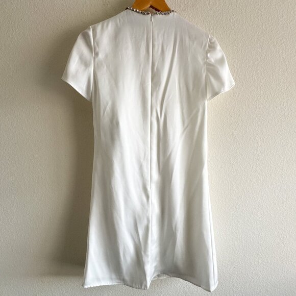 Ieena for Mac Duggal  White Rhinestone Embellished Neckline Shift Dress Size 4 - Picture 8 of 14